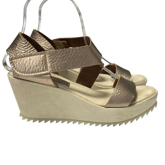 Pedro Garcia Fely Easy Metallic Leather Wedge Sandals Platform Women’s Size 36.5 - Picture 6 of 8